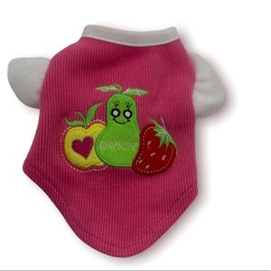 Pink and white fruit dog Velcro shirt Size X Small